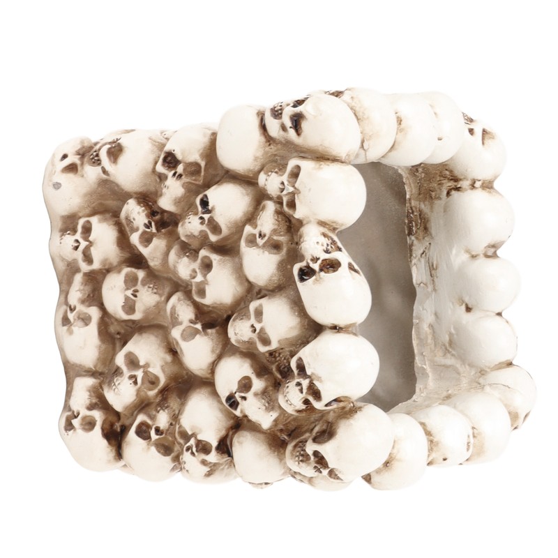 Skull Pen Holder White Resin Makeup Brush Holder Organiser Decoration