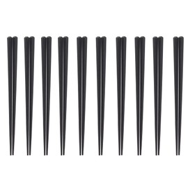 Strix Design chopsticks plastic chopsticks pentagonal made in Japan 10 sets 21cm black commercial use dishwasher safe non-slip heat resistant temperature 250°C SPS resin embossed easy to hold NH-08