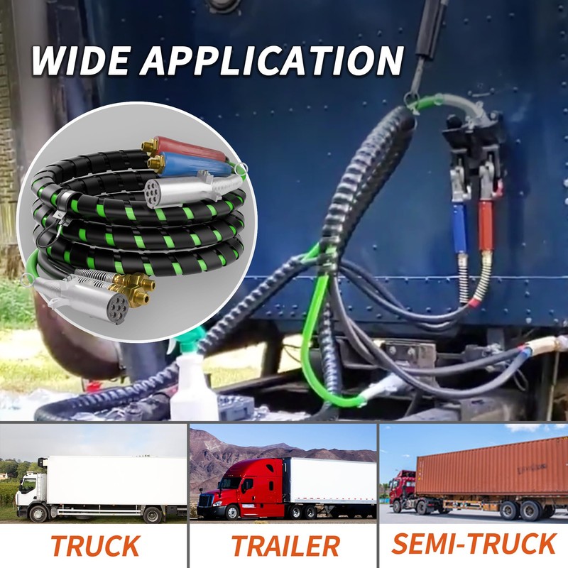 PlugSaf 12FT 3 in 1 Trailer Air Line Hose Kit