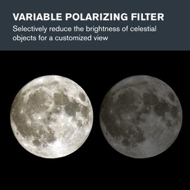 Celestron 94107 Variable Polarizing Moon Filter - Reduces Brightness and Glare, Compatible with 1.25" Eyepieces and Suitable for Lunar, Venus & Double Star Observation, Black