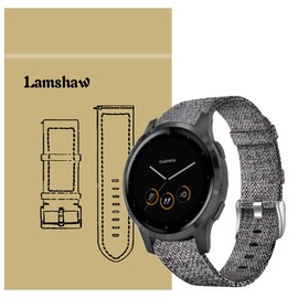 Compatible for Garmin vivoactive 4S Bands, Lvbu Breathable Nylon Woven Fabric Replacement Accessory Strap Compatible for Garmin vívoactive 4S 40mm Smartwatch (Grey)