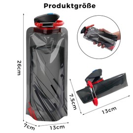 TAKUZA Foldable Drinking Bottle, Pack of 2, Unisex Adult 700 ml Drinking Bottle, Foldable, Festival Drinking Bottle, Foldable Water Bottle, Reusable, Collapsible Water Bottle for Festival, Hiking