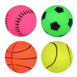 eMKay® Pack of 4 High Bounce Mini Sports Pattern Balls – 6.2cm | Assorted Football, Basketball, Baseball & Tennis Designs | Bouncy Sponge Rubber Balls for Kids Party Bag Fillers & Outdoor Games