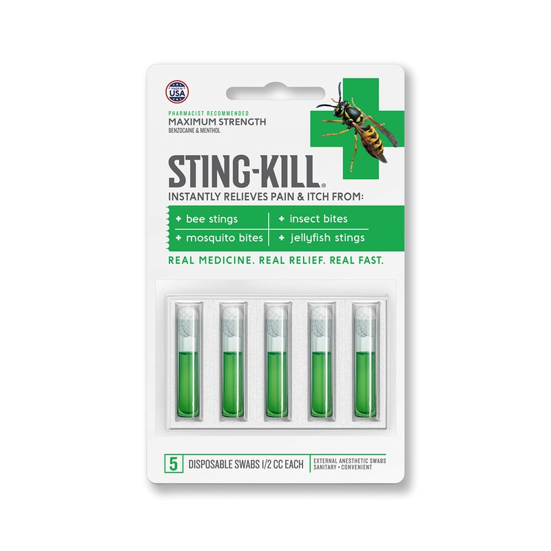 Sting-Kill Maximum Strength Disposable Swabs, 5 Count (Pack of 5)