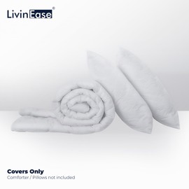 LivinEase Bed Linen 135 x 200 cm Set - Microfibre Duvet Cover 135 x 200 cm + 1 Pillowcase 80 x 80 cm - Bed Linen White
