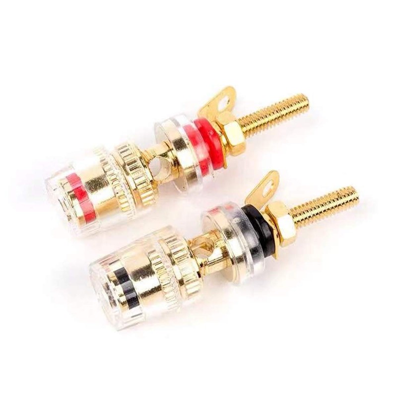 4 Pcs Terminal Speaker Poles Copper Crystal Binding Posts for