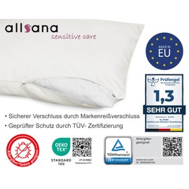 Allsana Allergy Sufferers Pillowcase 50 x 70 cm | Allergy Bed Linen | Anti Mite Encasing | Mite Protection for House Dust Allergy Sufferers | Allergy-Proof Intermediate Cover for Pillow | TÜV Tested