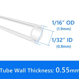 Quickun 1/32“ ID Silicone Tubing, 1/32“ ID x 1/16" OD Food Grade Silicone Tube, High Temp Hose for Wine Making Brewing (9.84Ft)