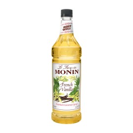 Monin French Vanilla Syrup 33.8 Fl Oz Allergen Free Great for Coffee Cocktails Shakes
