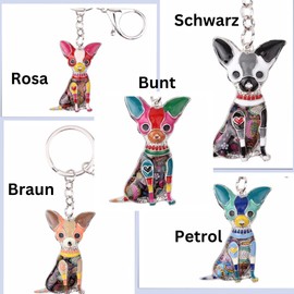 Chihuahua Small Dog Keyring Colourful Enamel Christmas Gift Kids Gift (Petrol)
