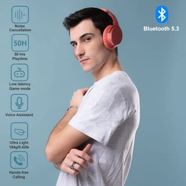 Srhythm NC25 Wireless Headphones Bluetooth 5.3,Lightweight Noise Cancelling Headset Over-Ear with Low Latency,Game Mode