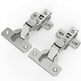 Chibery 10 Pack Inset Cabinet Hinges, Regular Standard Closing Hinges, Non-Slow Close, Slide-on, Self-Closing, Frameless Concealed Euro 105 Degree Compact Hinges, Nickel Plated