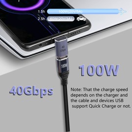 GELRHONR USB C Angled Adapter, USB C Angle Adapter 40 Gbps, Up Down Angle Type-C Male to Female Extender Converter, Supports 100 W, 8 K at 60 Hz Video for USB4-2 Pack