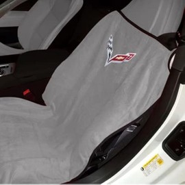 SR1 Performance C8 Corvette Seat Covers - Cotton Protective Towel for All 2020-2025 Stingray, Z51, Z06, E-Ray Corvettes (Set of 2, Grey)