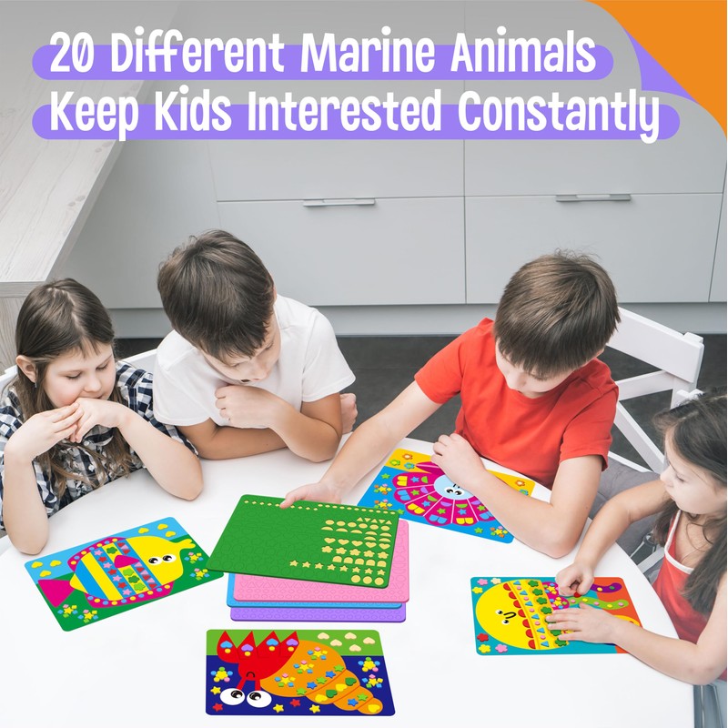 Foam Sticker Art Activity, 20 Marine Animals with 1660 Foam