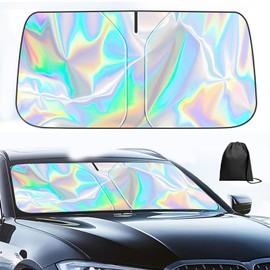 LandReCol 14580 cm Sonnenschutz Auto Frontscheibe, FR Meisten Auto & SUV Sonnenblende Vorne, Windschutzscheibe fr Sommer Selbsthaftend, UV Hitzeschutz Plane Faltbar (L)