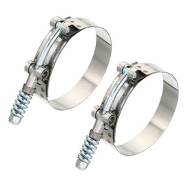 PATIKIL T-Bolt Hose Clamps with Spring, 2 Pack 304 Stainless Steel Adjustable Worm Hose Clamp Working Range 76-84mm(3-3.3") for 2.75" Hose ID