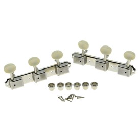 Dopro Nickel w/Aged White 3 per side 3x3 on a Plate Vintage Guitar Tuning Keys for Epi LP JR