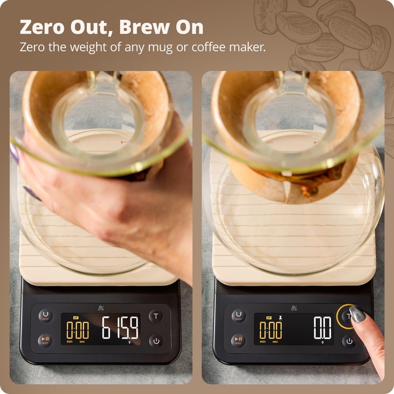 Greater Goods Coffee Scale with Timer – 0.1g Precision Digital