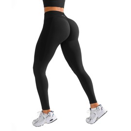 BRXL Butt Lifting Workout Leggings for Women Tummy Control High Waist Seamless No Front Seam Gym Yoga Running Leggings Black M