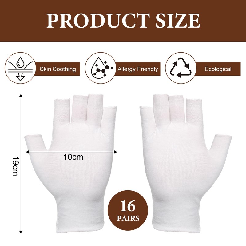 16 Pairs Cotton Gloves for Eczema, White Cotton Gloves for