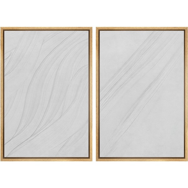 Ashbrook Framed Canvas Print Wall Art Set Duotone Gray &