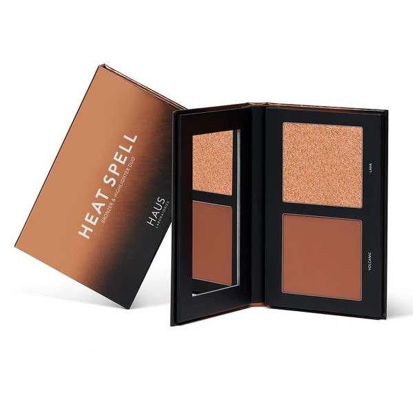 HAUS LABORATORIES By Lady Gaga: Heat Spell Bronzer & Highlight Duo Matte Powder Bronzer and Luminous Highlighter, Various Palettes, Seamless Glow, Vegan and Cruelty Free, 0.38 oz