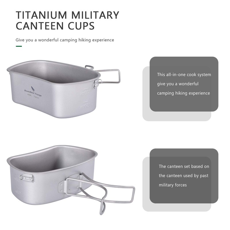 Boundless Voyage Titanium Military Canteen Outdoor Camping Hiking Water Bottle