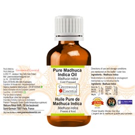 Greenwood Essential Pure Madhúca Indica Oil (Madhuca indica) Natural Therapeutic Quality Cold Pressed (Pack of Two) 100 ml x 2 (6.76 oz)