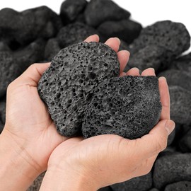 Mr. Fireglass Lava Rock Granules, Large Black Volcanic Lava Rock for Fire Bowls, Fire Pits, Gas Log Sets, Indoor or Outdoor Fireplaces - 10 Pounds (2.75"-5")