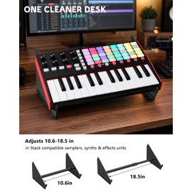 Adjustable Desktop Stand for Samplers, Synthesizers, Drum Machines and Effects Units, Compatible with Akai MPC Live 3, MPC Live 2, Ableton Push 3, Native Instruments Maschine and More (Large 10.6-18.5 in Width)