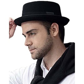Pork Pie Hat Breaking Bad Hats Porkpie Hats Wool Felt Heisenberg Hat Mens Brimmed Hats Fedora, Black, Large