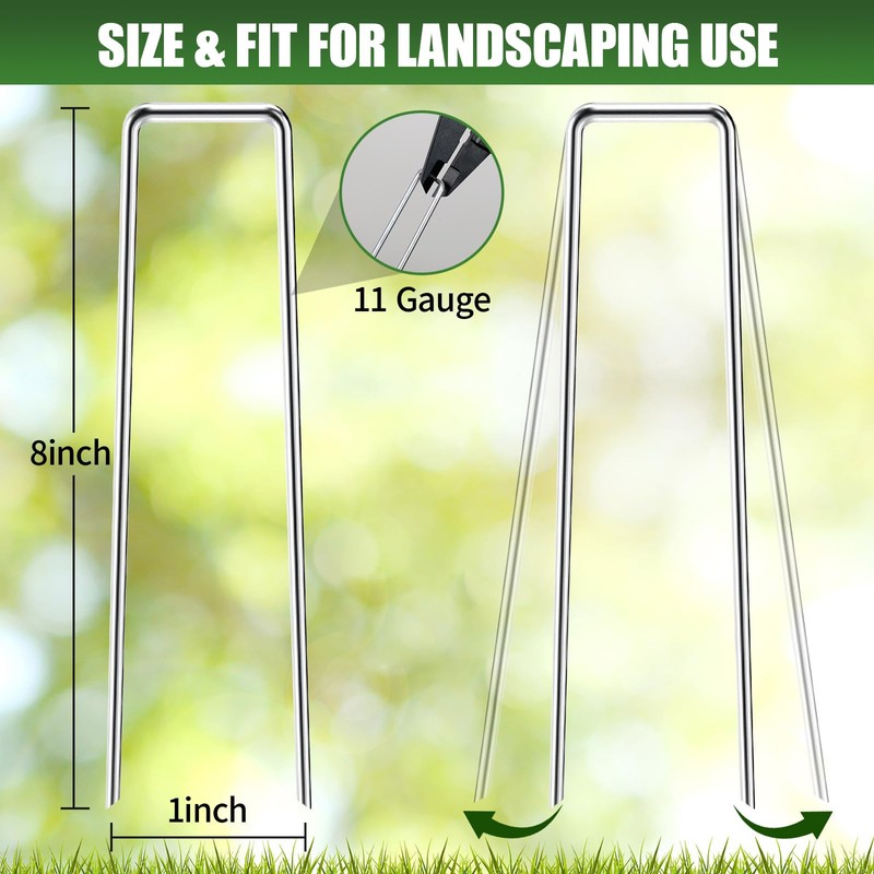 50 Pack 8 Inch Landscape Staples 11 Gauge Heavy Duty