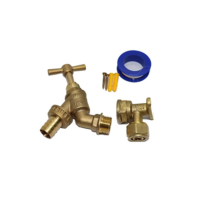 Garden Tap, Brass Outdoor Garden TAP with WALLPLATE Bracket 15MM
