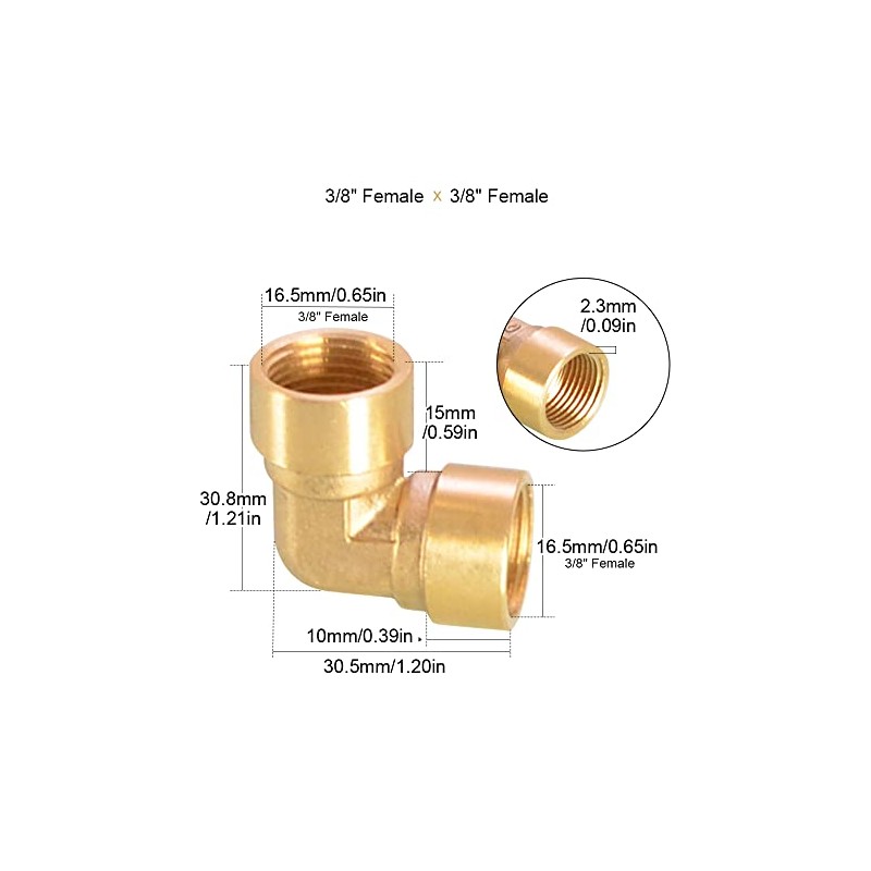 Threaded Fittings Brass Pipe, 90 Degree Elbow Connector Brass Hose