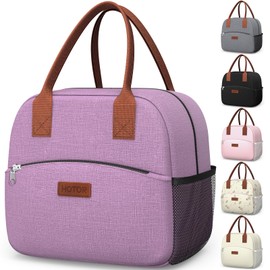 HOTOR Lunch Bag for Women & Men - Wear-Resistant & Leak-Proof Insulated Lunch Box with Large Capacity, Multi-Functional Cooler Bag for Office, Picnic, Purple, 10.60"×5.90"×9.50"