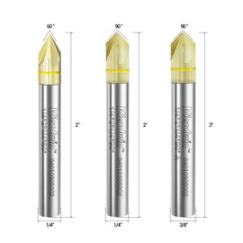 VIERDWIN 60° V-Groove Chamfer End Mill, 1/4" Shank, 4-Flute, 1/4" Cutting Diameter, CNC Router Bit for Aluminum, Copper, Plastic, Wood (1PC)
