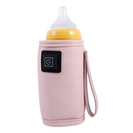 Plplaaoo USB Baby Bottle Warmer Portable Milk Heater, Fast Heating Baby Bottle Warmer with 3-Speed Temperature Adjustment, Insulated USB-Powered Bottle Warmer for Infants, Compact Design (Pink)