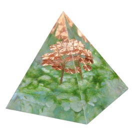 Cheungshing Natural Crystal Tree of Life Orgone Pyramid Stone Reiki Chakra Energy Generator for Meditation Home Office Decor, Aquamarine