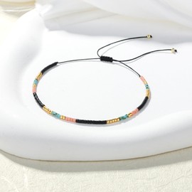 KELITCH Boho Thin Strand Bracelets Candy Color Miyuki Beaded Bracelets Women Fashion Jewelry - Rainbow 64B