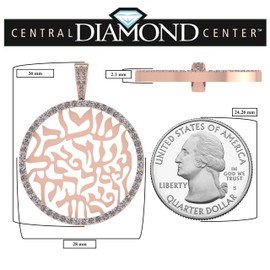 Central Diamond Center Shema Full Prayer Necklace 28mm Solid 925 Sterling Silver with Pure Brilliance Zirconia - Rose Gold Plated