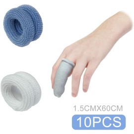 10 Pcs Blue Finger Bandage, First Aid Tublar Bandage Finger Bobs Cots Buddies Dressings 15x600mm for Use Beneath A Finger Cot, Finger Cots, Bandages and Bandaging Supplies