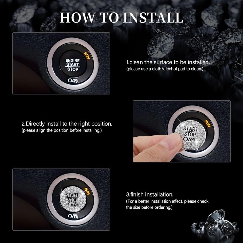 LECART Push Start Button Cover & Climate Control Knobs Volume