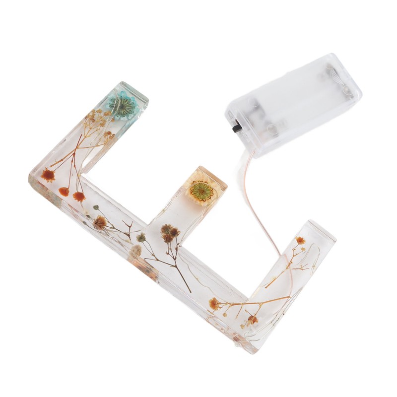 Floral Resin Letter Light Dry Flower and Alphabet Shape LED
