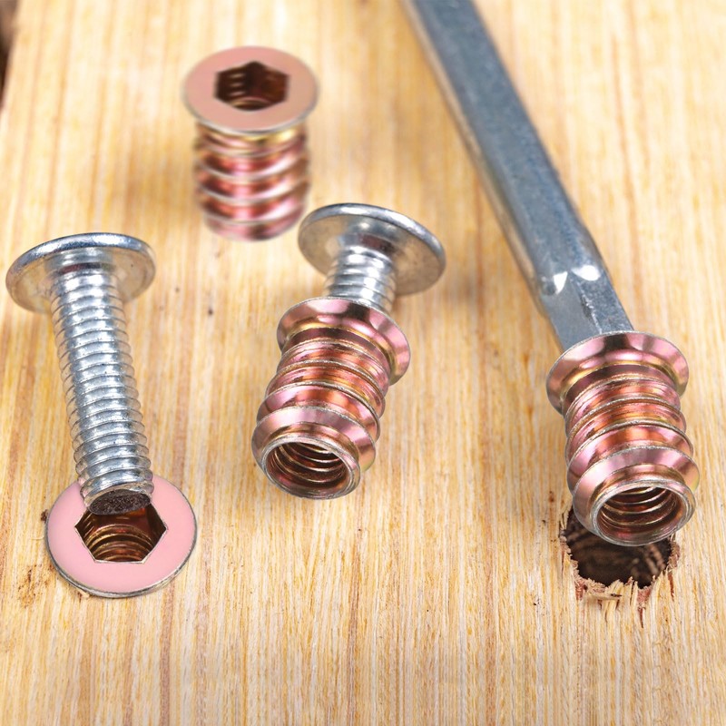 M METERXITY 20-Pack Threaded Inserts for Wood, M4x15mm Hex Drive