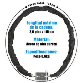 Diyife 120 cm Candado de Adena Para Bicicleta con 3 llaves, 0,6 kg, Candado Impermeable Para Bicicleta de Seguridad de Alta Dureza, Candado con llave Para Bicicleta, Motocicleta, Puerta