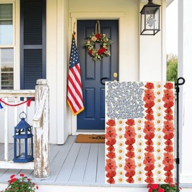 RABUSOFA Myosotis Poppy Memorial Day Garden Flag Double Sided,Patriotic American Flag Yard Outdoor 4th of July Memorial Day Decorations for Outside 12x18 Inch Small