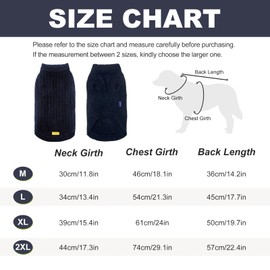 Kickred Dog Sweater, Dog Winter Sweater, Warm Winter Dog Sweaters, Dog Knitted Vest, Solid Color Short Sleeved Warm Pet Sweater, Pullover with Leash Hole for Large Medium Small Dogs (Dark Blue, L)