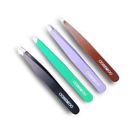COSSMOO 4 Pcs Tweezers Set for Ingrown Hair, Eyebrow Tweezers for Women and Men, Professional Precision Tweezers and Eyebrow Plucking Tweezers for Ingrown Hair and False Lashes