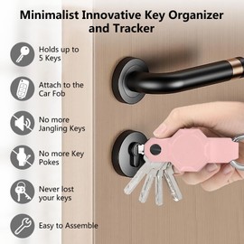 Aircawin Airtag Case & Key Holder, Anti-lost GPS Tracker for Up to 6 Keys - Pink